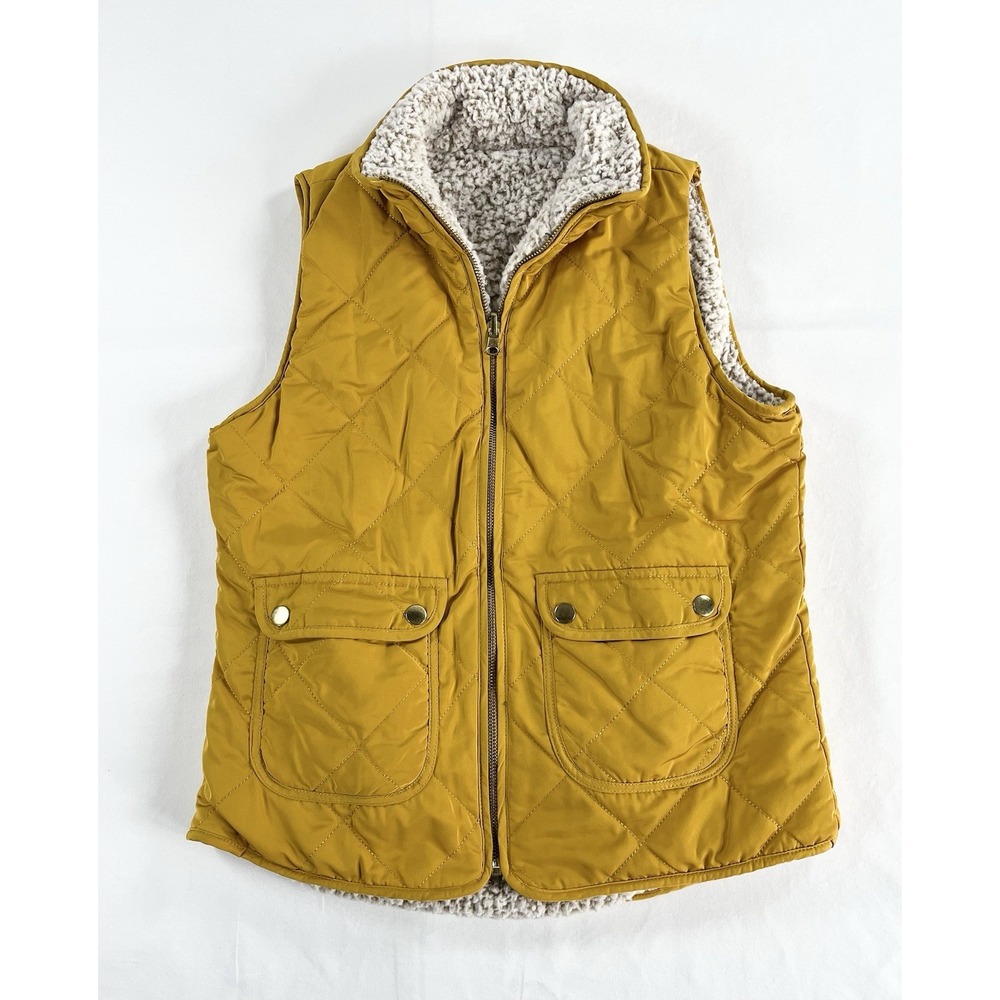 Mustard Quilted Vest with Sherpa Lining